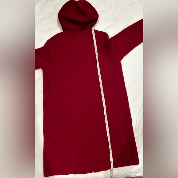 Eleventy 100% Red Wool Coat with Fox Fur Trim Hoodie (detachable) Women Sz8 - Picture 7 of 16